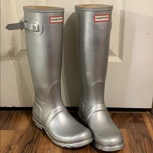 Silver hunter rain boots